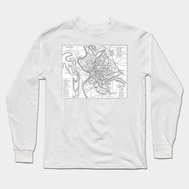 Vintage Map of Rome Italy (1911) Long Sleeve T-Shirt by Bravuramedia